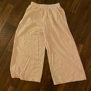 Raw silk Ozma wide leg pants. Cream color, pockets. 21” inseam.